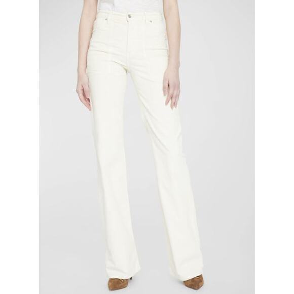 NWT 298 Veronica Beard Crosbie Cord Wide Leg Pants Jean Ecru Sz 27 NWT 298 - Picture 1 of 8